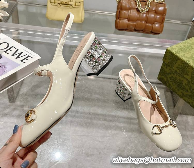 Most Popular Gucci Women's Horsebit Pump with Crystals White 60702004