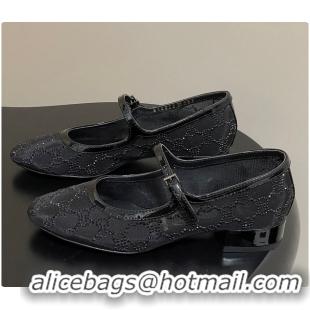 Pretty Style Gucci Women's GG Crystal Ballet Flat Black 60702004
