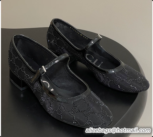 Pretty Style Gucci Women's GG Crystal Ballet Flat Black 60702004