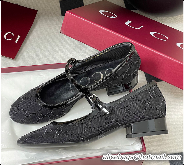 Pretty Style Gucci Women's GG Crystal Ballet Flat Black 60702004