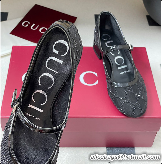 Pretty Style Gucci Women's GG Crystal Ballet Flat Black 60702004