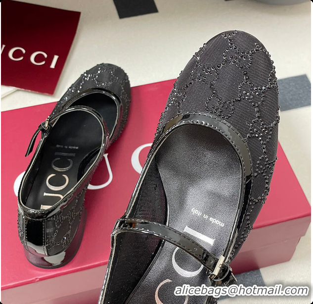 Pretty Style Gucci Women's GG Crystal Ballet Flat Black 60702004