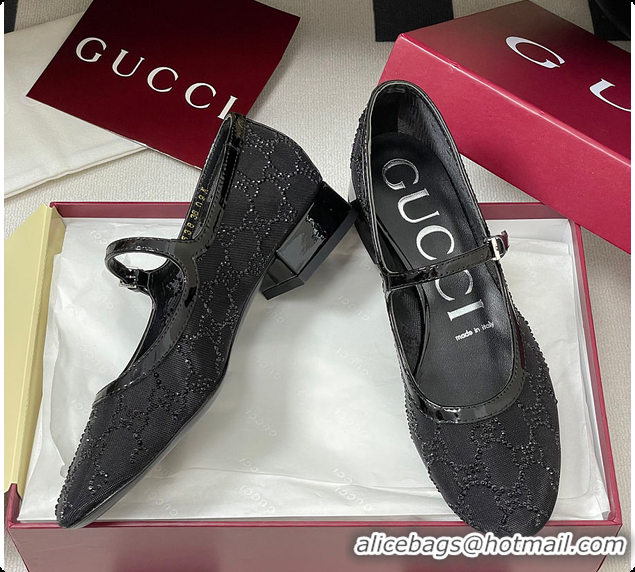 Pretty Style Gucci Women's GG Crystal Ballet Flat Black 60702004