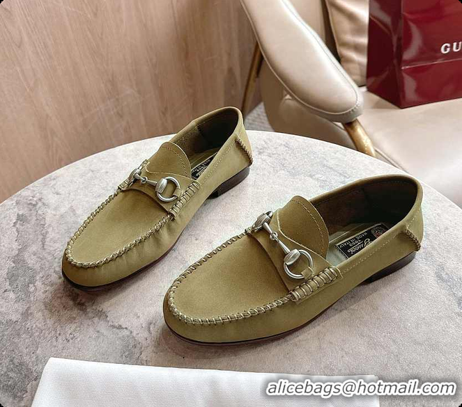 Top Grade Gucci Women's Gigi Loafer in Green Suede 60702005