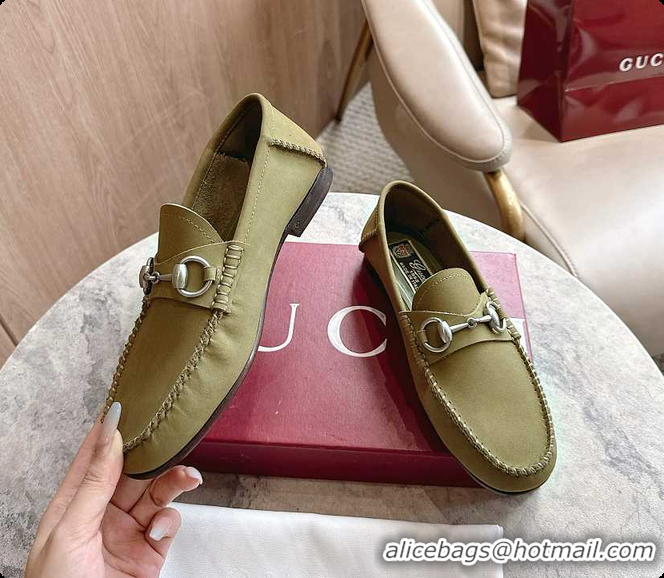 Top Grade Gucci Women's Gigi Loafer in Green Suede 60702005