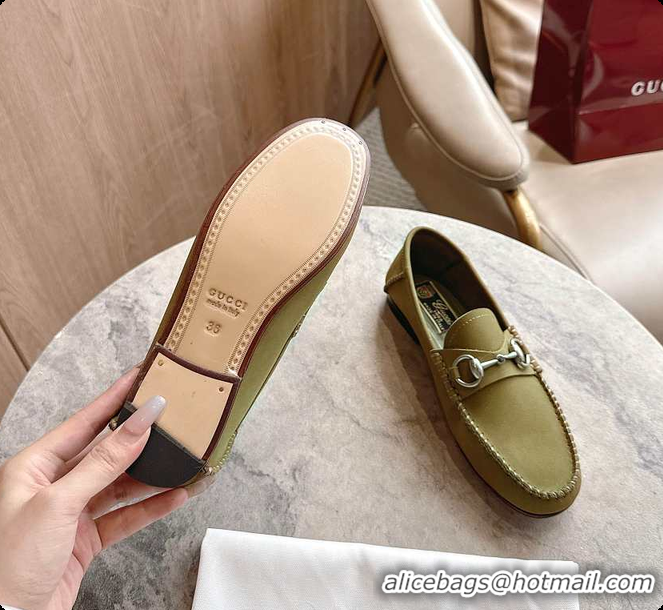 Top Grade Gucci Women's Gigi Loafer in Green Suede 60702005