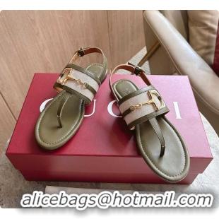 Sophisticated Gucci Horsebit Thong Sandal Green 60702006