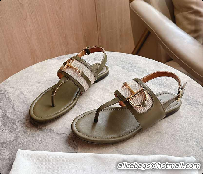 Sophisticated Gucci Horsebit Thong Sandal Green 60702006