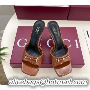 Low Cost Gucci Women's Slide Sandal With Horsebit in Brown 8.5cm 60702008