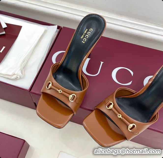 Low Cost Gucci Women's Slide Sandal With Horsebit in Brown 8.5cm 60702008