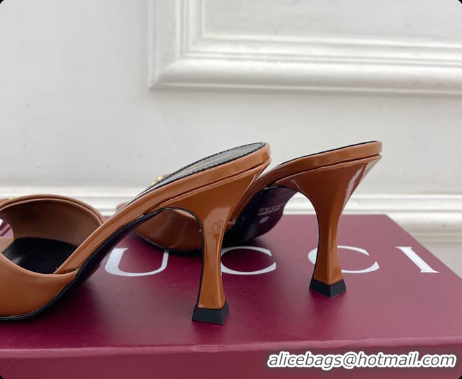 Low Cost Gucci Women's Slide Sandal With Horsebit in Brown 8.5cm 60702008