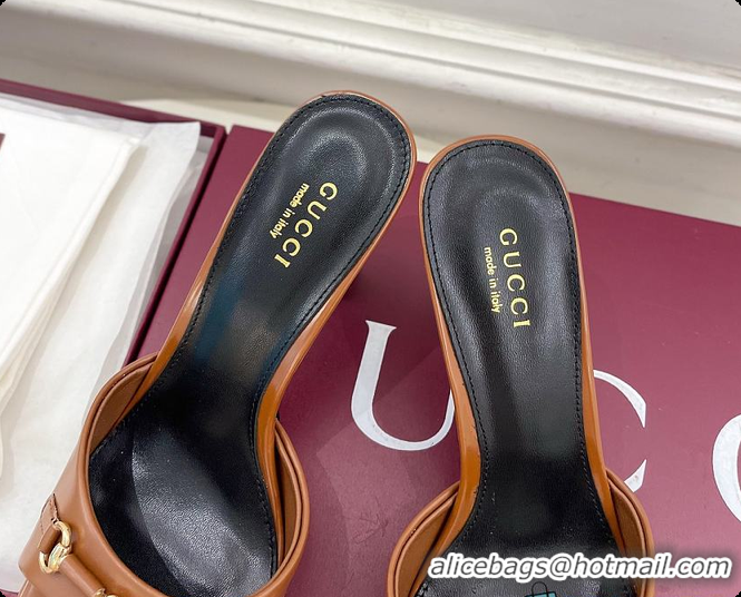 Low Cost Gucci Women's Slide Sandal With Horsebit in Brown 8.5cm 60702008