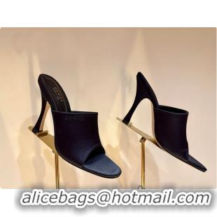 Unique Style Gucci Women's Slide Sandal Black Satin 60702009
