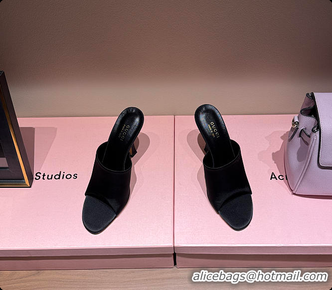 Unique Style Gucci Women's Slide Sandal Black Satin 60702009