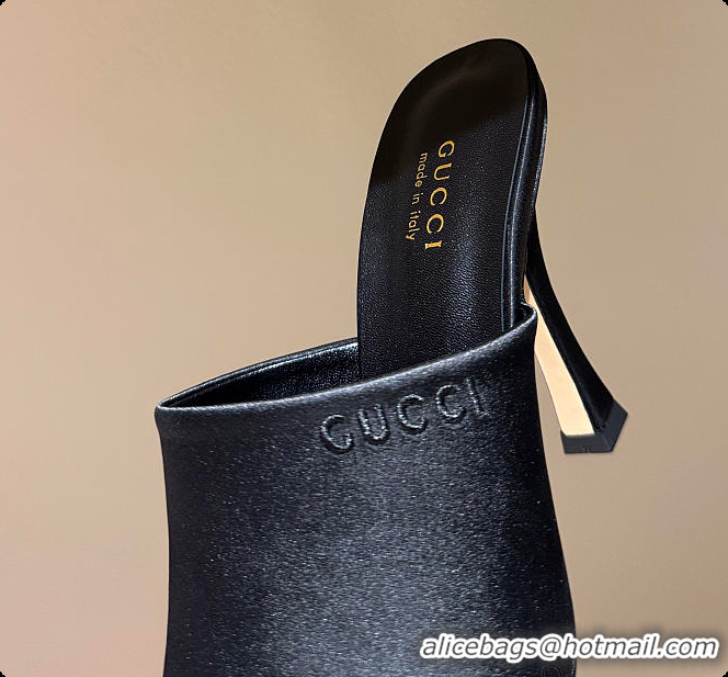 Unique Style Gucci Women's Slide Sandal Black Satin 60702009