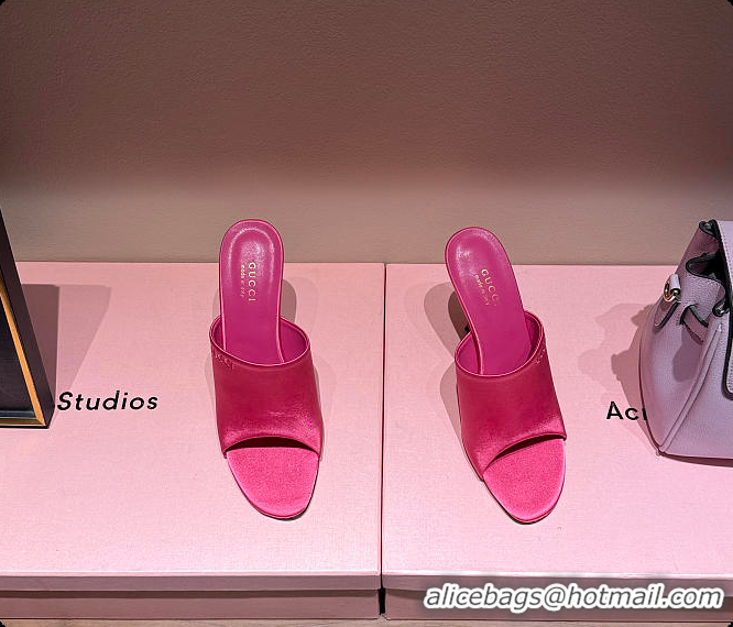Best Price Gucci Women's Slide Sandal Fuchsia Satin 60702009