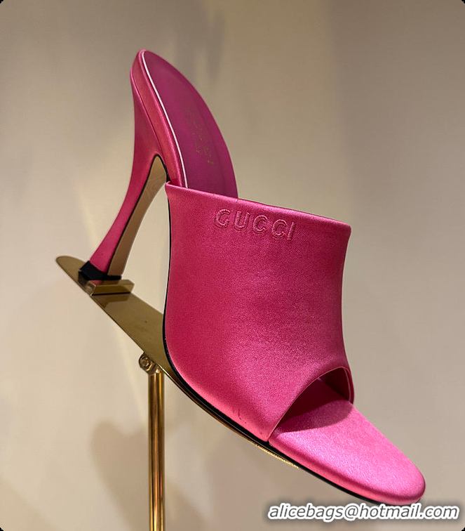 Best Price Gucci Women's Slide Sandal Fuchsia Satin 60702009