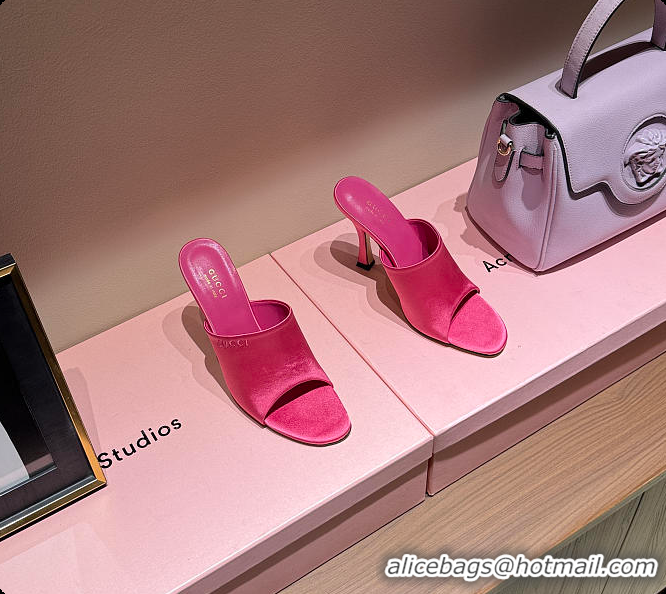 Best Price Gucci Women's Slide Sandal Fuchsia Satin 60702009