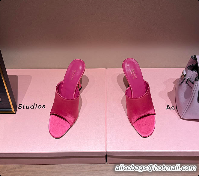 Best Price Gucci Women's Slide Sandal Fuchsia Satin 60702009