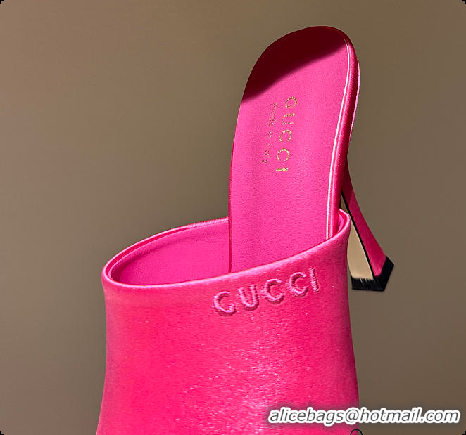 Best Price Gucci Women's Slide Sandal Fuchsia Satin 60702009