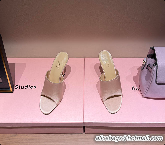 Good Looking Gucci Women's Slide Sandal Pink Satin 60702009