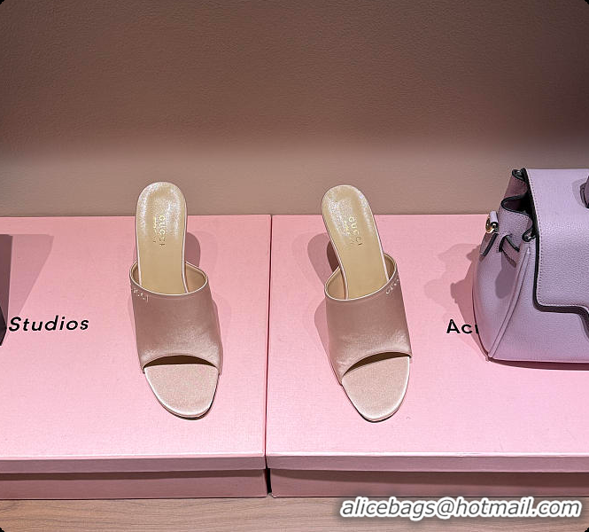 Good Looking Gucci Women's Slide Sandal Pink Satin 60702009