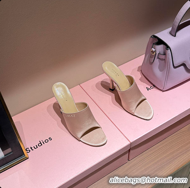 Good Looking Gucci Women's Slide Sandal Pink Satin 60702009