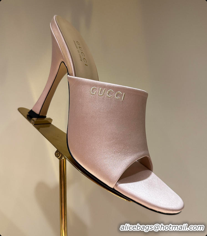Good Looking Gucci Women's Slide Sandal Pink Satin 60702009