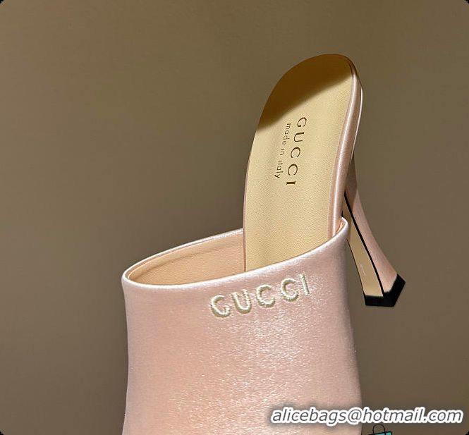 Good Looking Gucci Women's Slide Sandal Pink Satin 60702009