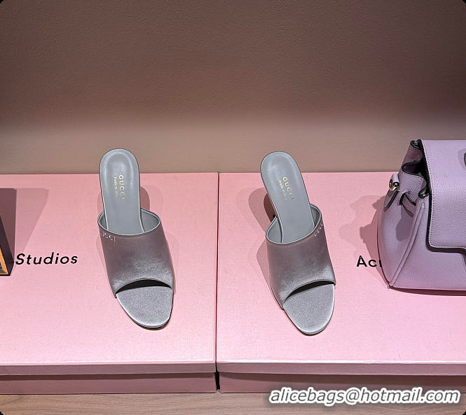 Buy Discount Gucci Women's Slide Sandal Light Blue Satin 60702009