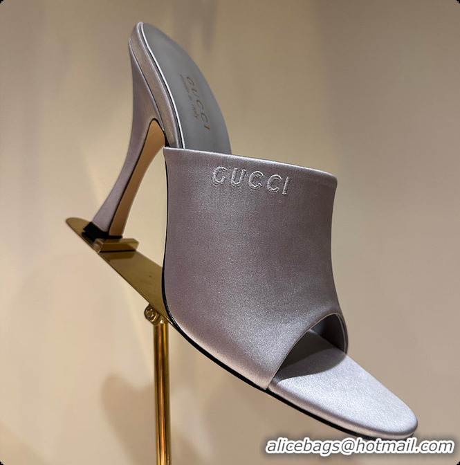 Buy Discount Gucci Women's Slide Sandal Light Blue Satin 60702009