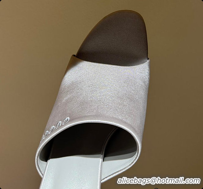 Buy Discount Gucci Women's Slide Sandal Light Blue Satin 60702009