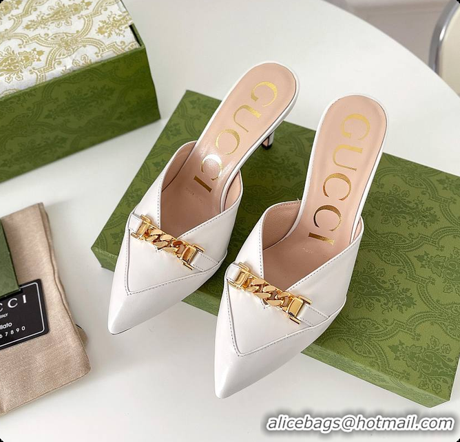 Classic Hot Gucci White High Heel 60702014
