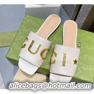 Cheap Price Gucci Leather Slide In White Leather 60702016