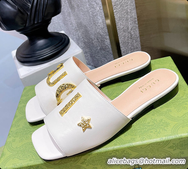 Cheap Price Gucci Leather Slide In White Leather 60702016