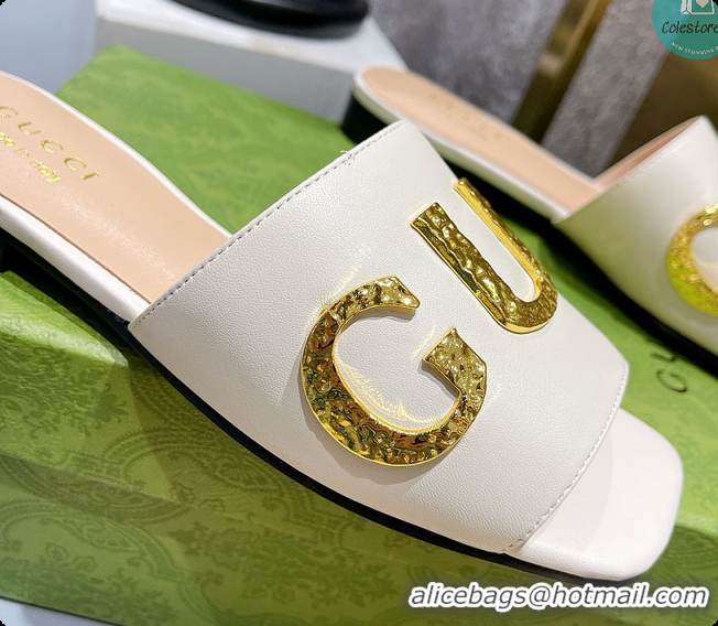 Cheap Price Gucci Leather Slide In White Leather 60702016