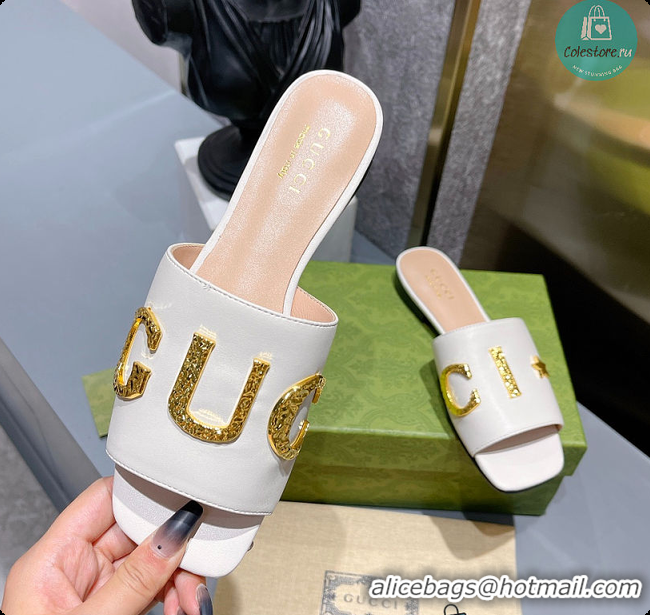 Cheap Price Gucci Leather Slide In White Leather 60702016