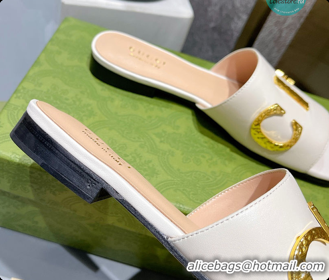 Cheap Price Gucci Leather Slide In White Leather 60702016