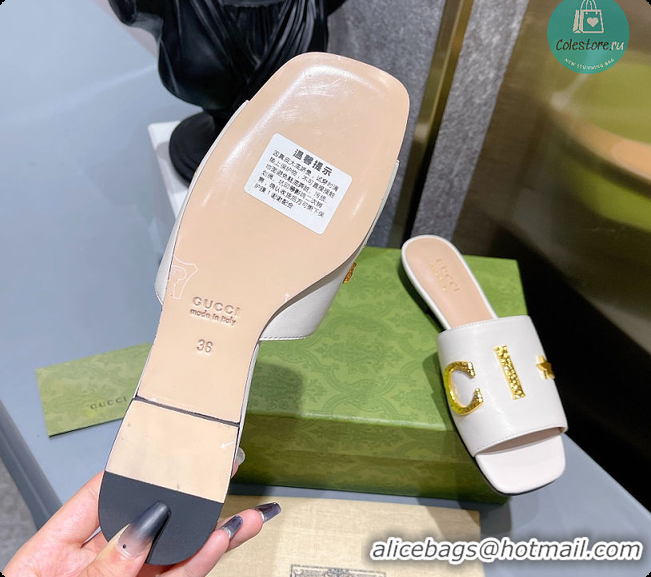 Cheap Price Gucci Leather Slide In White Leather 60702016