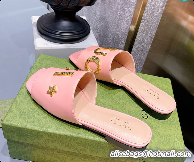 Sumptuous Gucci Leather Slide In Pink Leather 60702016