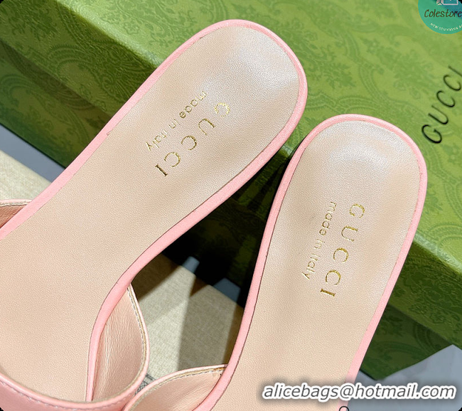 Sumptuous Gucci Leather Slide In Pink Leather 60702016
