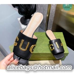 Grade Quality Gucci Leather Slide In Black Leather 60702016