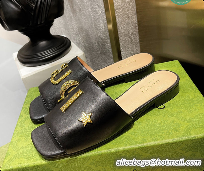 Grade Quality Gucci Leather Slide In Black Leather 60702016