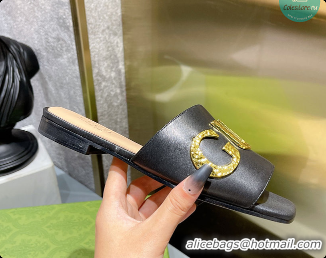 Grade Quality Gucci Leather Slide In Black Leather 60702016