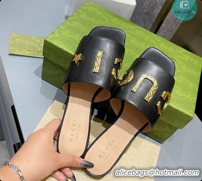 Grade Quality Gucci Leather Slide In Black Leather 60702016