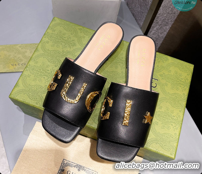 Grade Quality Gucci Leather Slide In Black Leather 60702016