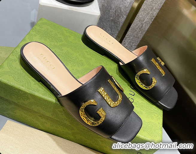 Grade Quality Gucci Leather Slide In Black Leather 60702016