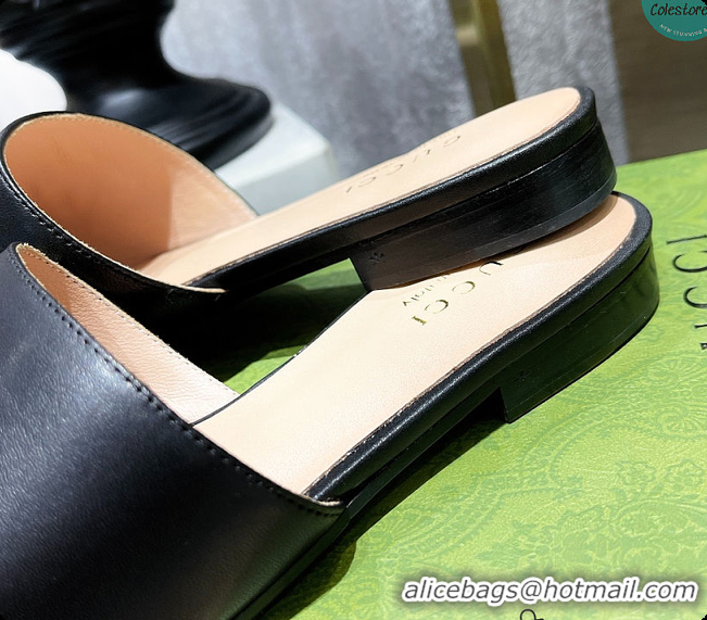 Grade Quality Gucci Leather Slide In Black Leather 60702016