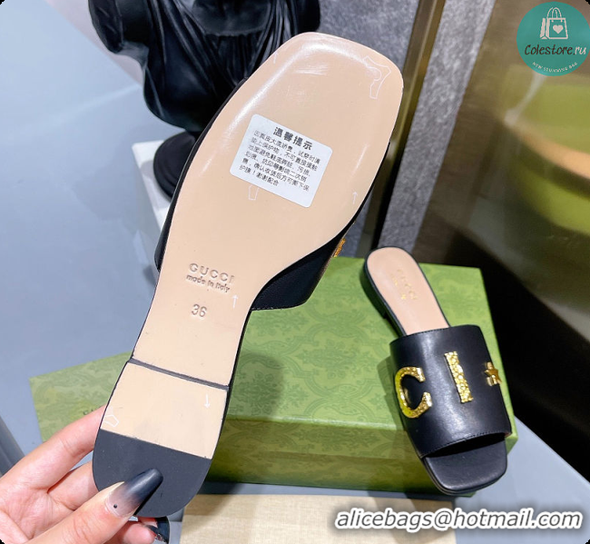 Grade Quality Gucci Leather Slide In Black Leather 60702016