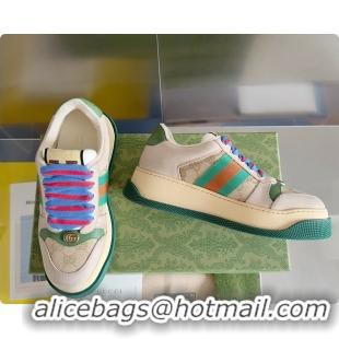 Top Design Gucci Screener Sneaker Beige Green 60702017